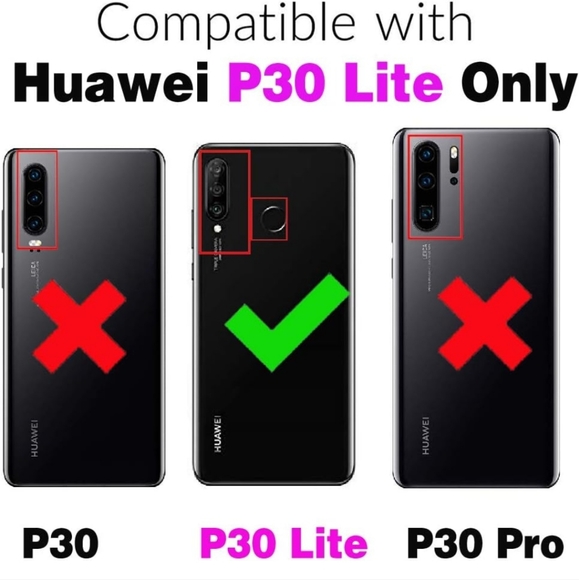 P30 Lite Wallet Case and Tempered Glass Screen Protector Credit Card Holder Flip - Picture 3 of 9